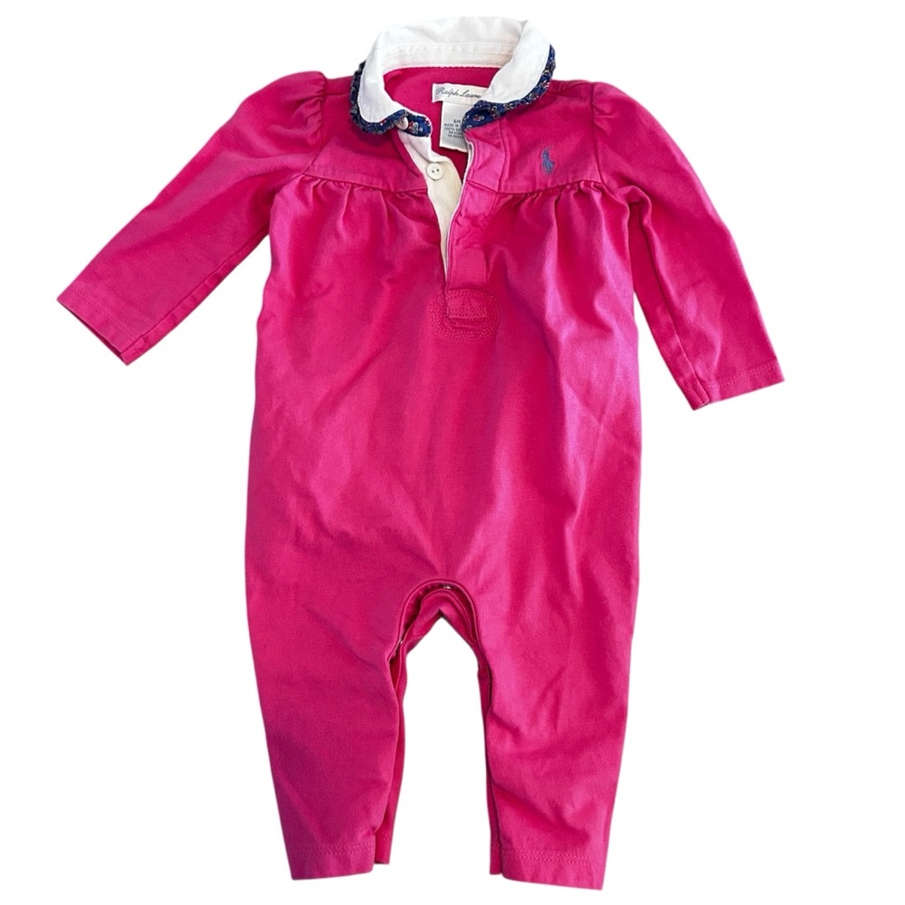 Ralph Lauren One Piece Outfit Baby 6M Girl Pink Long Sleeve Polo Pants 6 Months